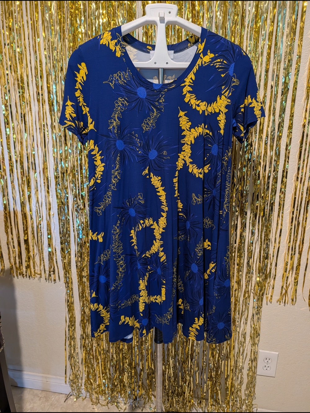 🔥Fighting Eel x Punahou Navy Yellow Floral Swing Dress, Size L - Picture 8 of 8